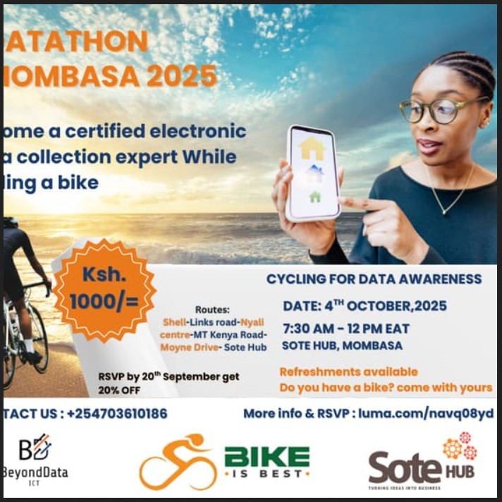 DATATHON MOMBASA-Cycling for Data Awareness - Tech Event in Kenya