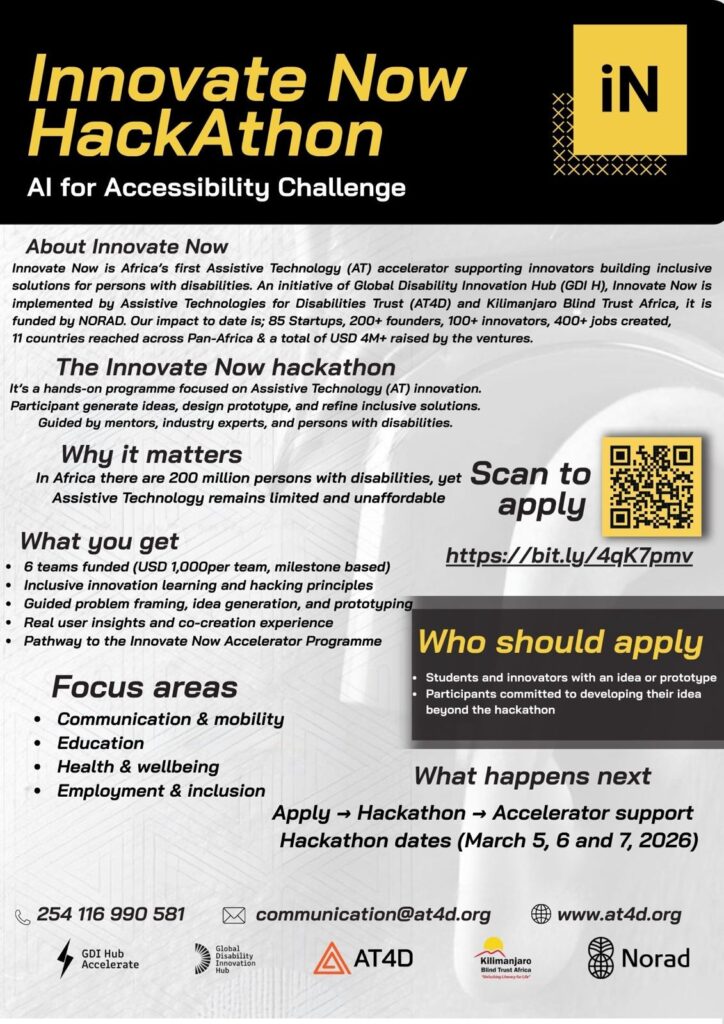 InnovateNow AI for Accessibility Hackathon 2026! - Tech Event in Kenya